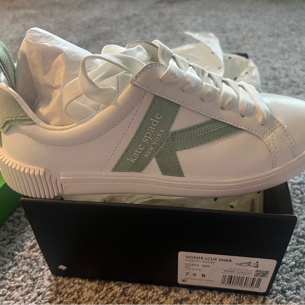 Kate Spade White and Pistachio Sneakers